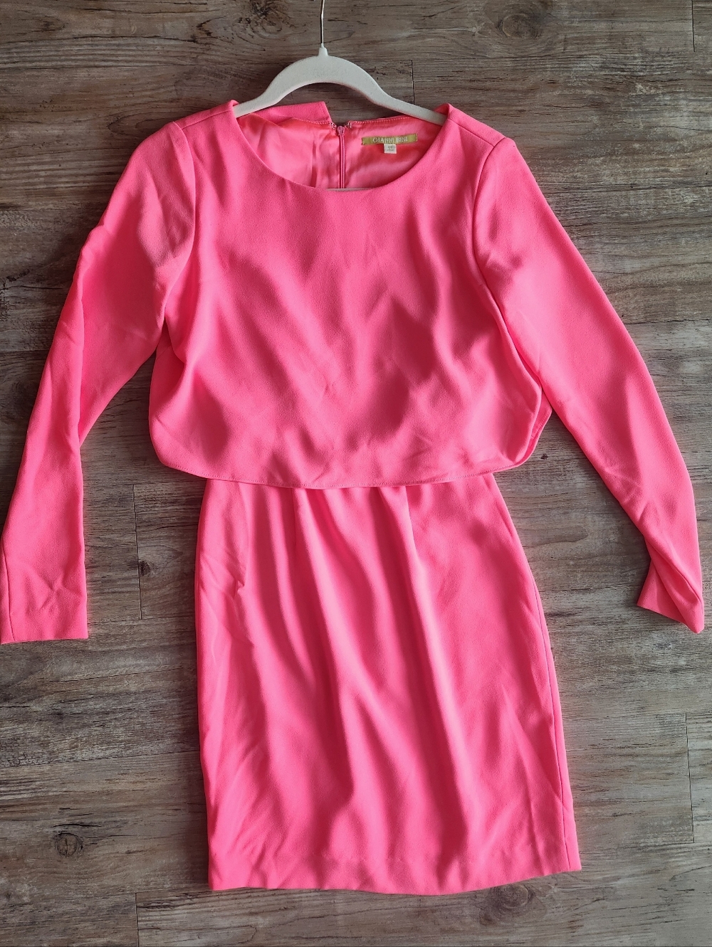 Gianni Bini Hot Pink Long-Sleeve Shift Dress